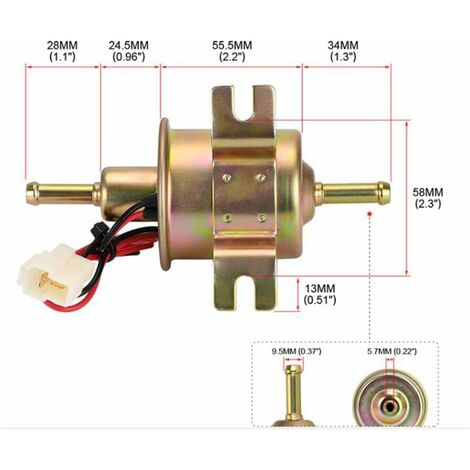 Pompe à Essence Électrique 12V HEP-02A - Pour Voiture, Moto, ATV, Tondeuse