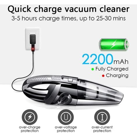Aspirateur à Main sans Fil Puissant Portable 120W 2200mAh avec Fonction Huimide & Sèche Filtre HEPA Lavable et 5 Buses Rechargeable pour Maison,Table, Bureau, Voiture