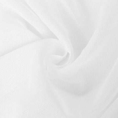 Rideau Voilages Transparent- en Dégradé à Oeillets - pour Cuisine Salon Chambre-2 panneaux 140175CM Blanc - Blanc