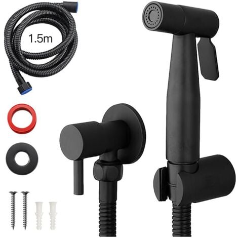 Pulverisateur De Bidet Portable Noir, Robinet De Toilette, En Acier Inoxydable, Salle De Bain Froide, Valve Shattaf, Ensemble De Jet