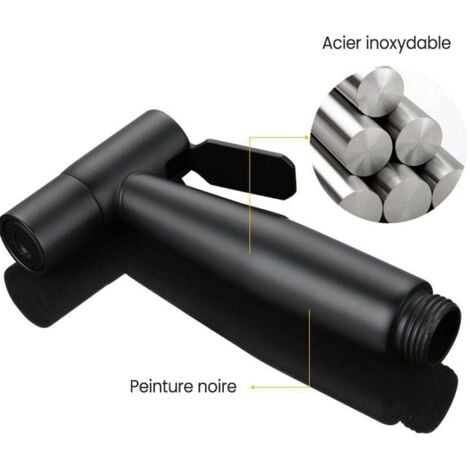 Pulverisateur De Bidet Portable Noir, Robinet De Toilette, En Acier Inoxydable, Salle De Bain Froide, Valve Shattaf, Ensemble De Jet