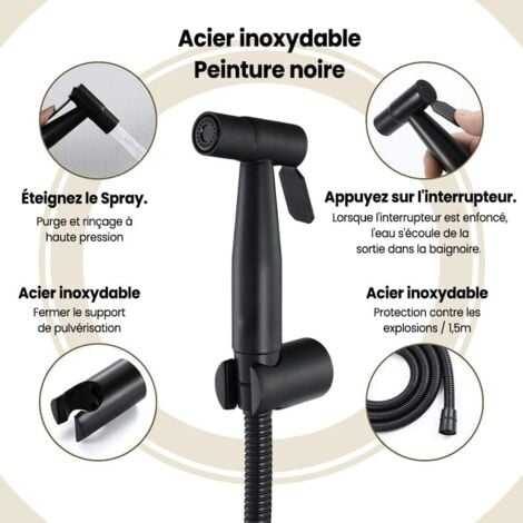Pulverisateur De Bidet Portable Noir, Robinet De Toilette, En Acier Inoxydable, Salle De Bain Froide, Valve Shattaf, Ensemble De Jet