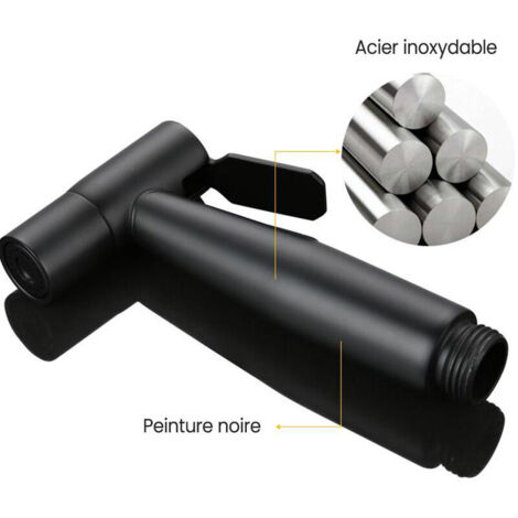 Pulverisateur De Bidet Portable Noir, Robinet De Toilette, En Acier Inoxydable, Salle De Bain Froide, Valve Shattaf, Ensemble De Jet