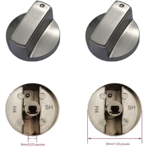 Lot de 4 boutons de cuisinière à gaz universels en métal pour cuisinière à gaz - 6 mm