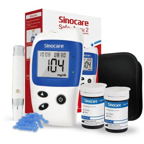Kit de Test de glycémie, Système de Surveillance de la glycémie glucomètre Lecteur de glycémie glycémie Test Kit avec 50pc Sang Les bandelettes de Test de Glucose