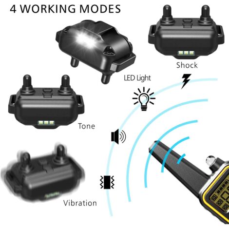 Collier de Dressage pour Chiens Rechargeable et IP67 Étanche avec Distance de 800m avec 99 Niveaux de Mode Vibration, Choc Electrique, Sonore.