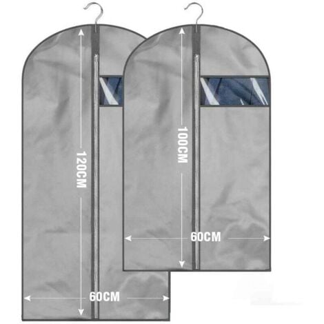 Lot de 10 Housse à Vêtements Anti-Poussière Housse de Protection avec Zip pour Veste Manteau Gris -DPZO