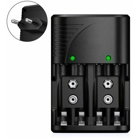 [JAMAIS UTILISÉ]Chargeur de Piles Universel pour AA/AAA/9V, Chargeur Rapide 6802 pour Piles Rechargeables NI-MH AA/AAA ou 9V, avec Indicateur LED, Tension Mondiale.-DPZO