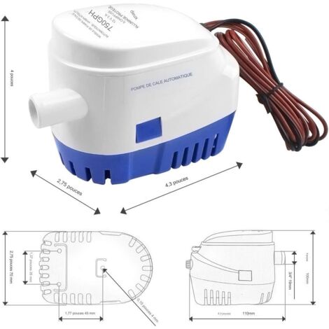 Pompe De Cale 12V 1100 GPH - Submersible, Automatique - Pour Bateaux, Camping-cars, étangs