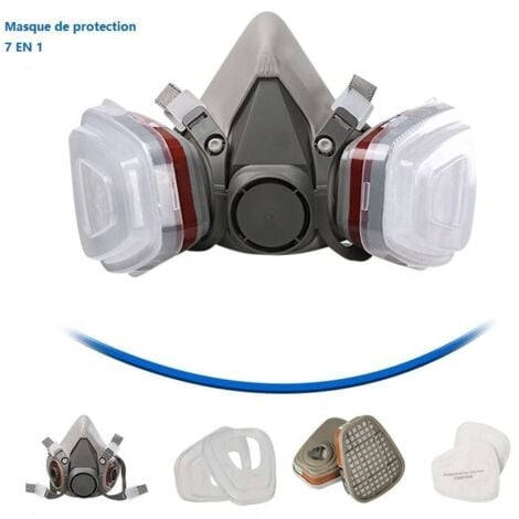 [JAMAIS UTILISÉ]Masque Protection 7 In 1, Masque Peinture, Réutilisable Avec Filtre Anti Poussière,Masque A Gaz Respiratoire Avec Filtre Pour Pulvérisation,Peinture,Travaux, Produits Chimiques,Bricola