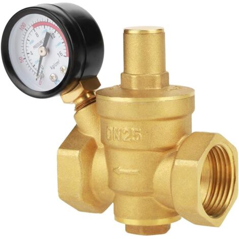 Réducteur De Pression D'Eau 1 Pouce DN25 Avec Manomètre Et Filtre - Régulateur Pression Laiton Jaune