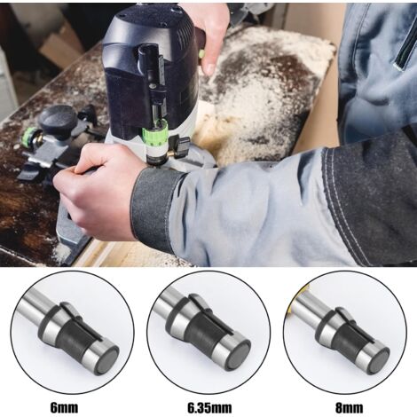 [JAMAIS UTILISÉ]6/6.35/8mm 6 Pièces Tête de Mandrin HSS Pince de Serrage Defonceuse Tête Adaptateur Convertisseur pour Perceuses Machine de Gravure pour Rogneuse Menuiserie électrique Pince de Routeur