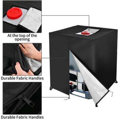 [JAMAIS UTILISÉ]Couvercle de réservoir IBC 1000 L Accessoires pour réservoir d'eau - Protection UV 210D Anthracite Couvercle de réservoir IBC - Couvercle de réservoir d'eau de pluie IBC, Noir-DPZO