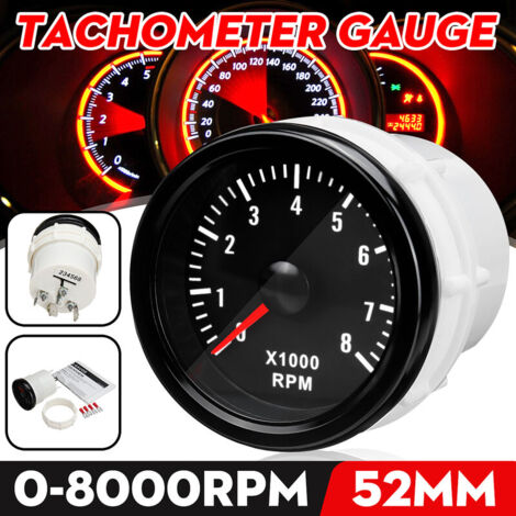 Compteur De Vitesse 52mm 12V – Jauge 0~8000 Tr/min Affichage LED, Voiture, Neuf