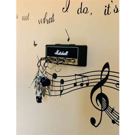 Marshall Porte Clef Mural Jack Rack 2.0 JCM800 Guitare Touche De Accroche Crochet Support pour Clé Maison De Fixation avec 4 porte-Clés Keyholder holder Set Noir (Keyholder Set Noir)