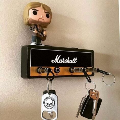 Marshall Porte Clef Mural Jack Rack 2.0 JCM800 Guitare Touche De Accroche Crochet Support pour Clé Maison De Fixation avec 4 porte-Clés Keyholder holder Set Noir (Keyholder Set Noir)