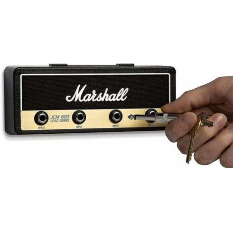 Marshall Porte Clef Mural Jack Rack 2.0 JCM800 Guitare Touche De Accroche Crochet Support pour Clé Maison De Fixation avec 4 porte-Clés Keyholder holder Set Noir (Keyholder Set Noir)