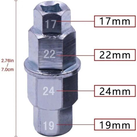 Clé Spéciale Pour Axe De Roue Avant Moto - En Acier - Tailles 17, 19, 22, 24 Mm - Pour Montage/démontage Essieux - Compacte Et Robuste - 8
