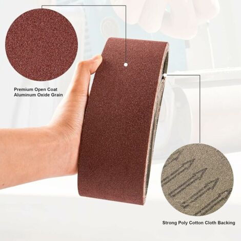 Bande 100x560mm Oxyde Aluminium 15 Bandes Abrasives 100x560 Mm - Grains 80/120/150/240/400 - Pour Ponceuse à Bande Disque Abrasif 150mm