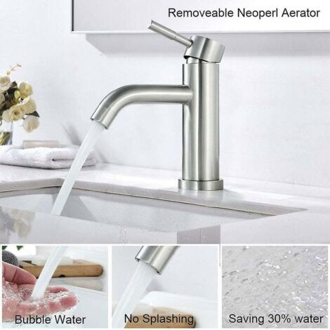 Robinet de lavabo mitigeur de lavabo en acier inoxydable brossé mat