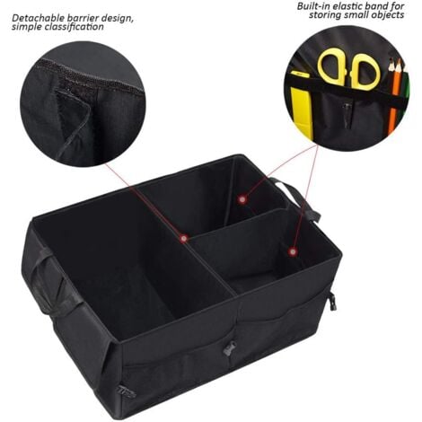 Organisateur de coffre de voiture, sac de rangement pliable pour coffre de voiture avec bac de rangement portable réglable et support de voiture, étanche