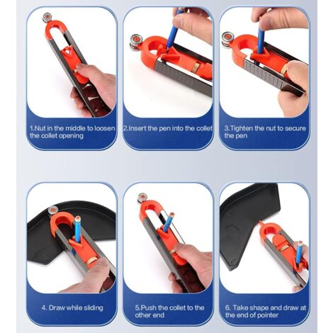 Jauge de contour verrouillable, jauge de contour précise, outil de profil de jauge de contour, règle de mesure du bois, pour mesures irrégulières