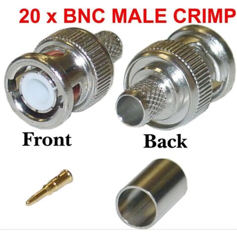 Malayas Lot de 20 connecteurs BNC mâles vers RG59 Plug Raccords à sertir pour CCTV CCTV Caméra