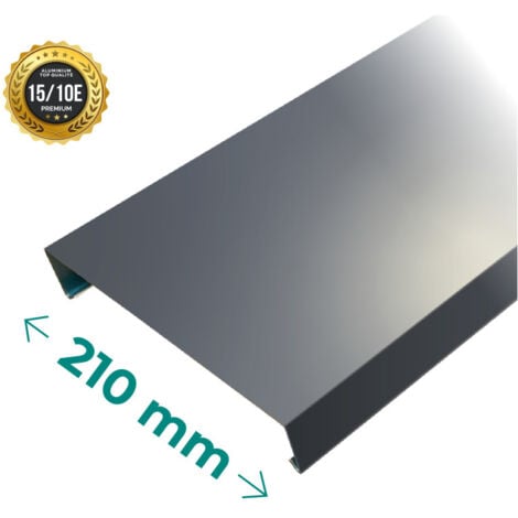 Couvertine 3m PREMIUM en alu 15/10ème - tête de mur Couleur - Gris Anthracite - RAL 7016, Largeur - 210 mm, Longueur - 3 m linéaires - ALUHOME
