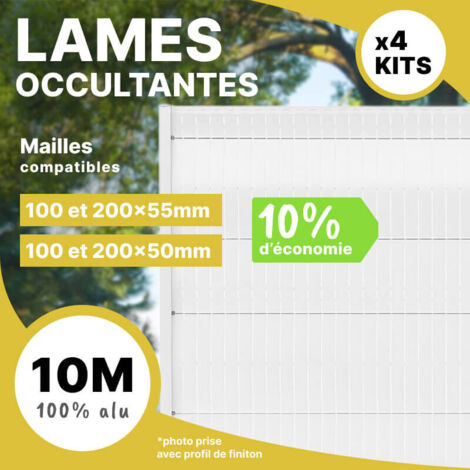 Lot de 4 kits de lames d'occultation alu - longueur 10m - 2m03 - RAL9010 - Mailles 50 à 55mm - ALUHOME