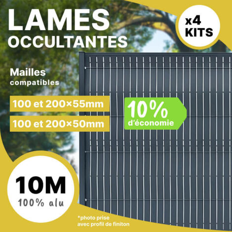 Lot de 4 kits de lames d'occultation alu - longueur 10m - 1m73 - RAL7016 - Mailles 50 à 55mm - ALUHOME (1/5)