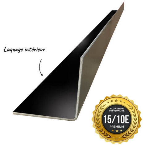 Cornière PREMIUM 2mL en alu 15/10ème 20x20mm - laquage intérieur - RAL9005 - ALUHOME