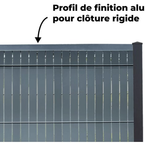 Profil pour grillage rigide - finition lames d'occultation 2 x 1.25m - RAL7016 - ALUHOME