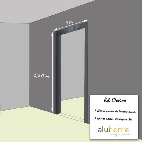 Kit de nez de cloison en alu 15/10ème pour encadrement de porte - 78mm - RAL7016 - ALUHOME