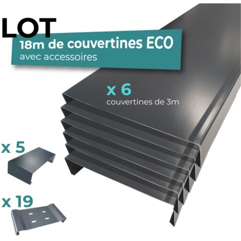 Couvertines 18m ALUHOME 6 couvertines 8/10e - 5 éclisses 19 pattes de fixations - Largeur 283 mm - gris anthracite
