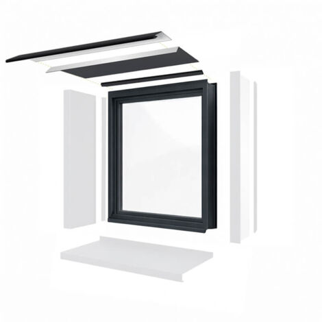 Habillage de linteau en aluminium pour encadrement de fenêtre ou porte - Largeur 2m - Prondeur 200mm - Gris anthracite RAL7016 - ALUHOME