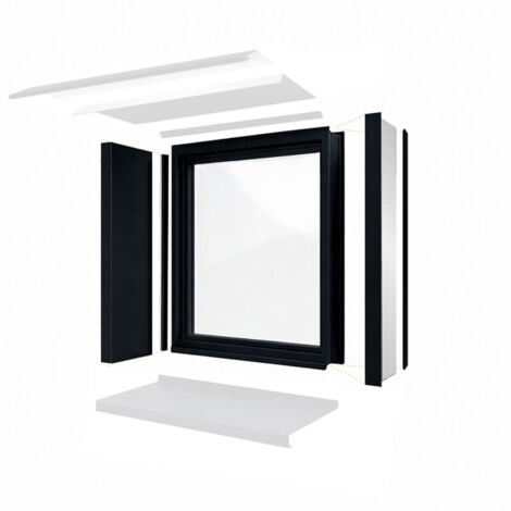 Habillage de tableau aluminium pour encadrement de fenêtre - Hauteur 1m - Profondeur 100mm - Couleur Noir foncé RAL9005 - ALUHOME