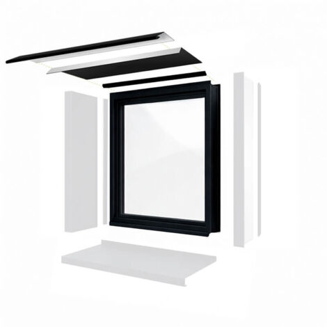 Habillage de linteau en aluminium pour encadrement de fenêtre ou porte - Largeur 1m50 - Prondeur 300mm - Noir foncé RAL9005 - ALUHOME