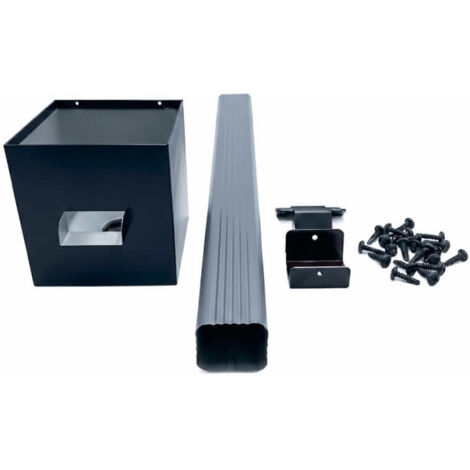 Kit complet boîte à eau + descente rectangulaire aluminium 60×80 mm – longueur 3 m – fixation incluse – maison plain-pied - couleur anthracite