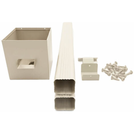 Kit complet boîte à eau + descente rectangulaire aluminium 60×80 mm – longueur 3 m – fixation incluse – maison avec étage (R+1) - couleur ton pierre