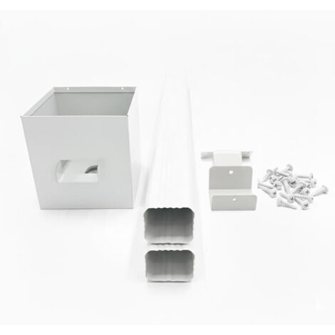 Kit complet boîte à eau + descente rectangulaire aluminium 60×80 mm – longueur 3 m – fixation incluse – maison avec étage (R+1) - couleur blanc