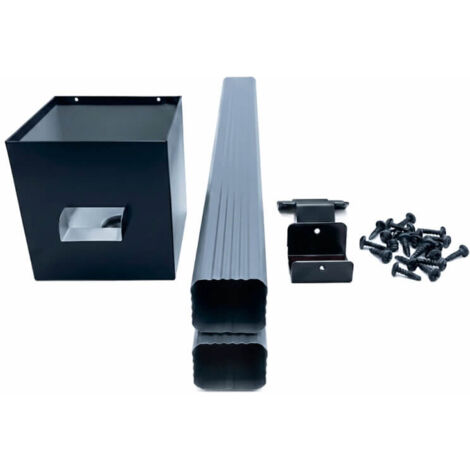 Kit complet boîte à eau + descente rectangulaire aluminium 60×80 mm – longueur 3 m – fixation incluse – maison avec étage (R+1) - couleur anthracite