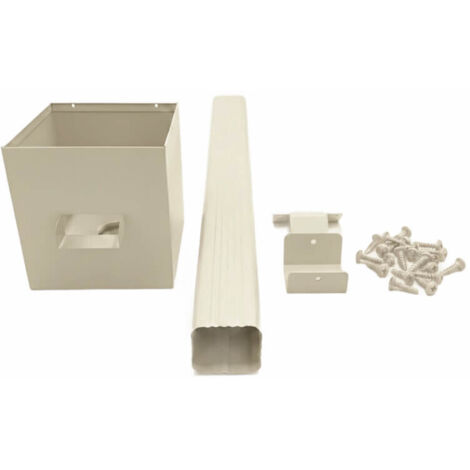 Kit complet boîte à eau + descente rectangulaire aluminium 60×80 mm – longueur 3 m – fixation incluse – maison plain-pied - couleur ton pierre