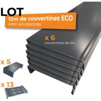 Couvertines 12m ALUHOME 6 couvertines 8/10e - 5 éclisses 13 pattes de fixations - Largeur 283 mm - gris anthracite