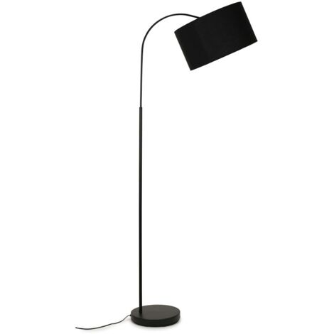 Curved Floor Lamp in Black with Reni Shade - Black - No Bulb