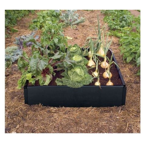 Grow Bed 230L Plant Bag Tray Large Black Square Stackable Garland (1/5)