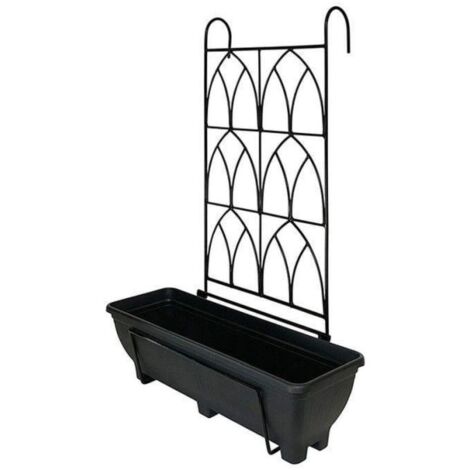 Balcony/Fence Holder - Decorative Trellis Back Planter Holder - Teracotta