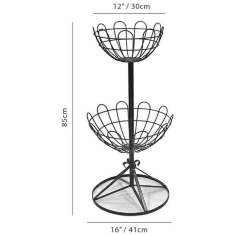 Plant Stand Two Tier Jardiniere Planter Steel Black Garden Pride