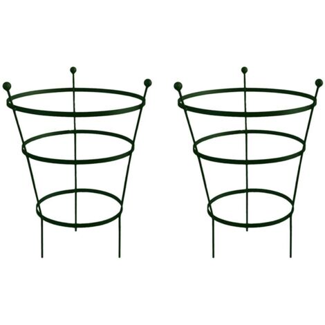 62cm Tall Peony Cage Plant Support - Plastic Coated Green - Pair