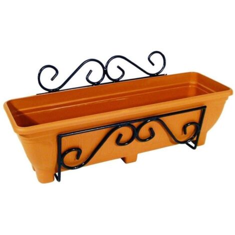 Wall Mounted Planter Trough Holder - Scrolled - Charcoal