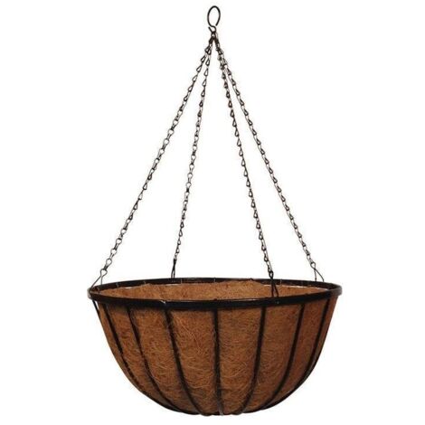 Wrought Iron Hanging Basket with Coco Liner - 16" Basket